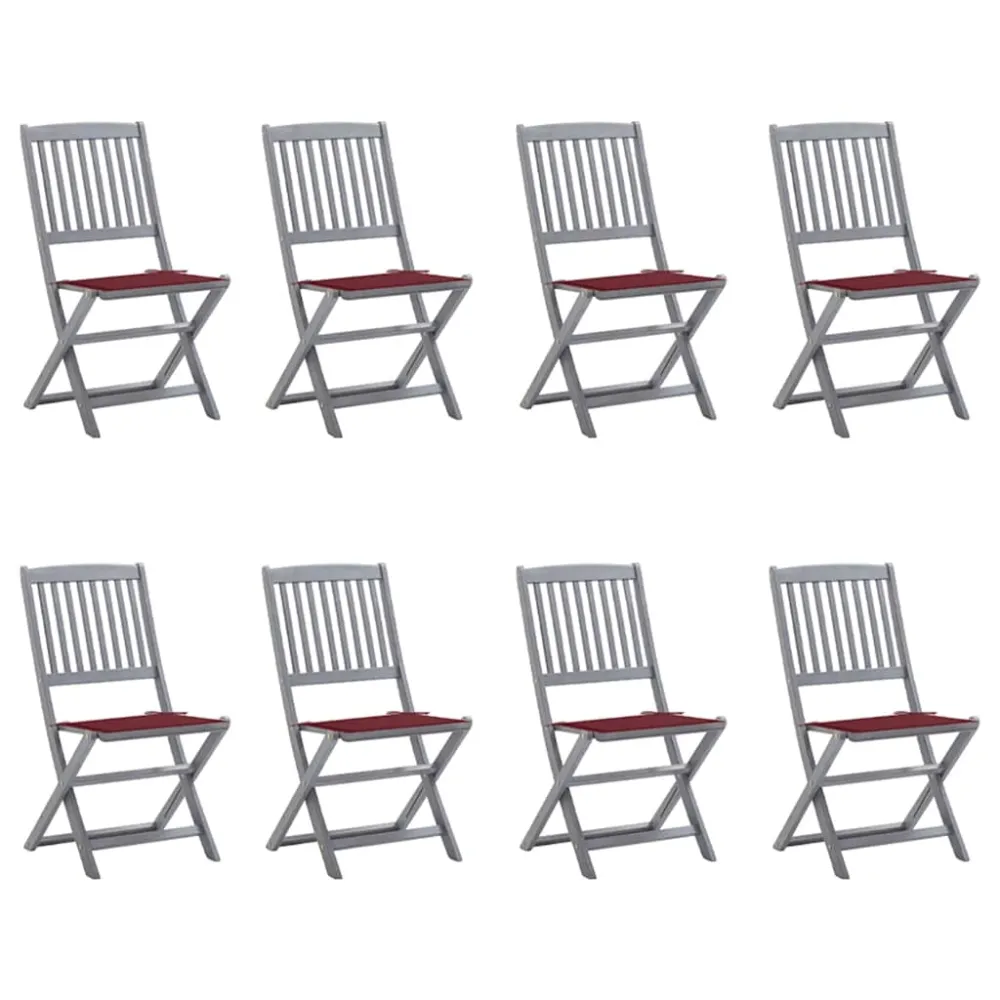 Tuinstoelen 8 st inklapbaar met kussens massief acaciahout vidaXL