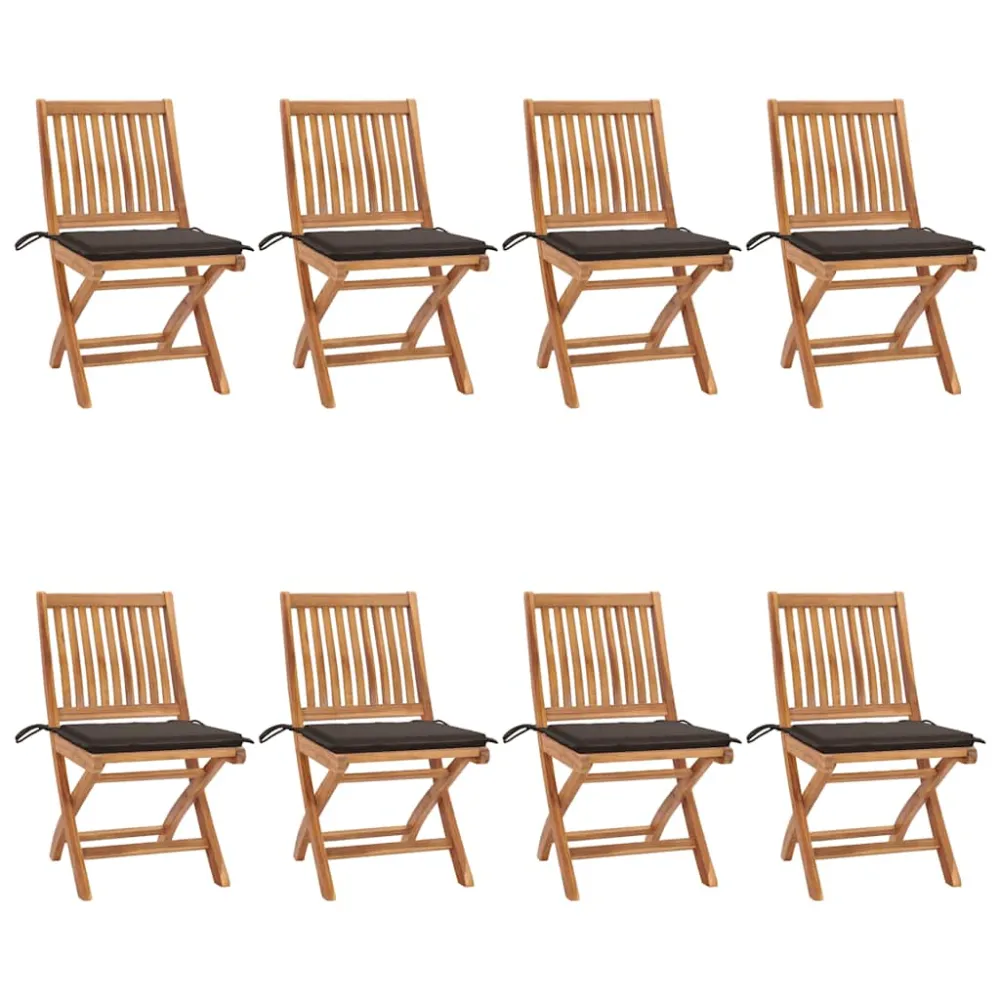 Tuinstoelen 8 st inklapbaar met kussens massief teakhout vidaXL