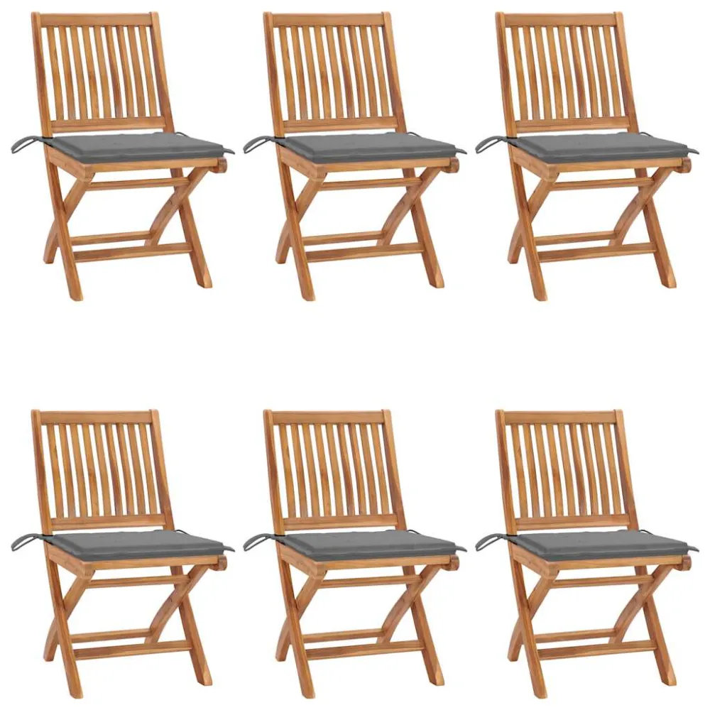 Tuinstoelen 6 st inklapbaar met kussens massief teakhout vidaXL