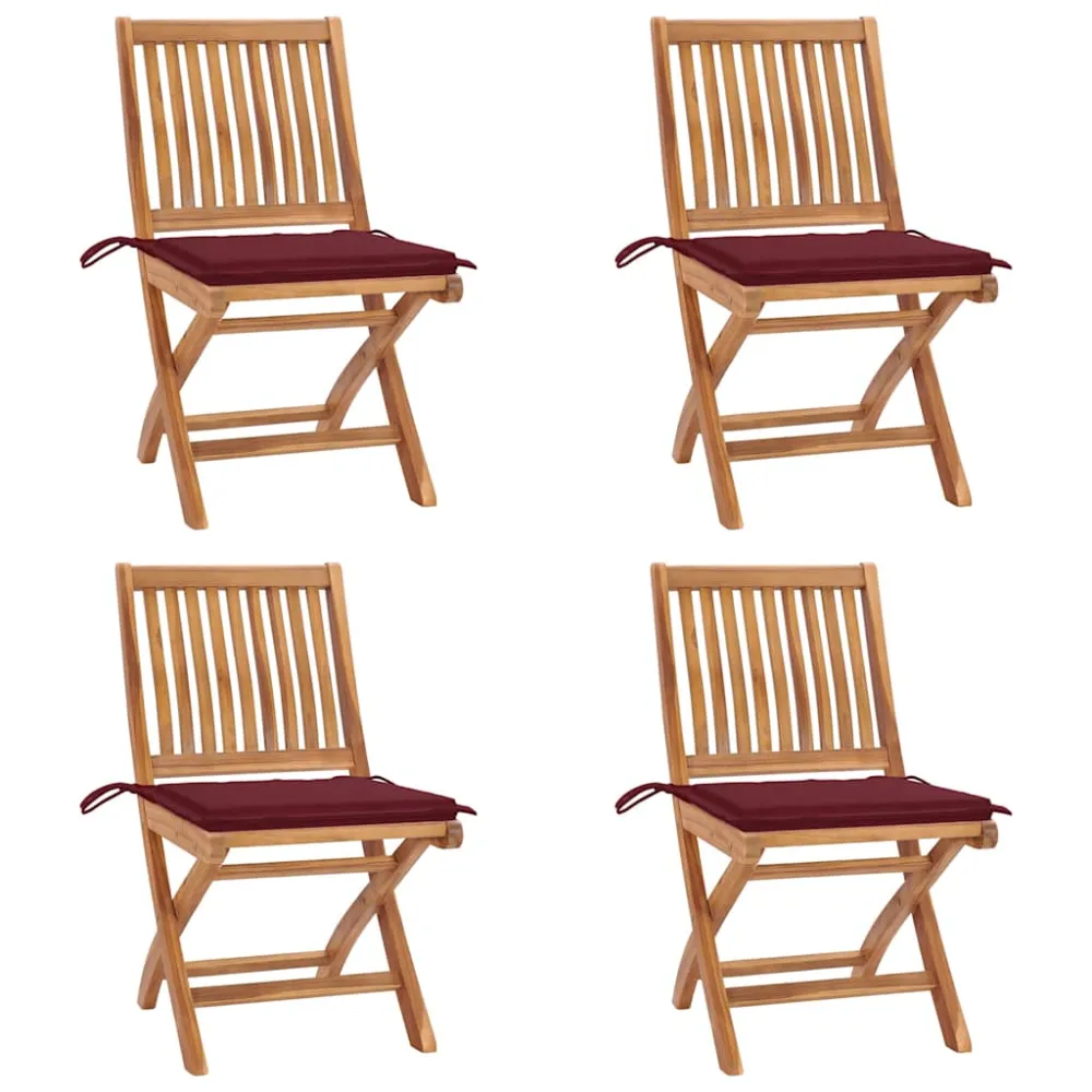 Tuinstoelen 4 st inklapbaar met kussens massief teakhout vidaXL