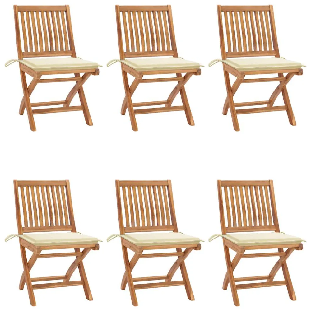 Tuinstoelen 6 st inklapbaar met kussens massief teakhout vidaXL