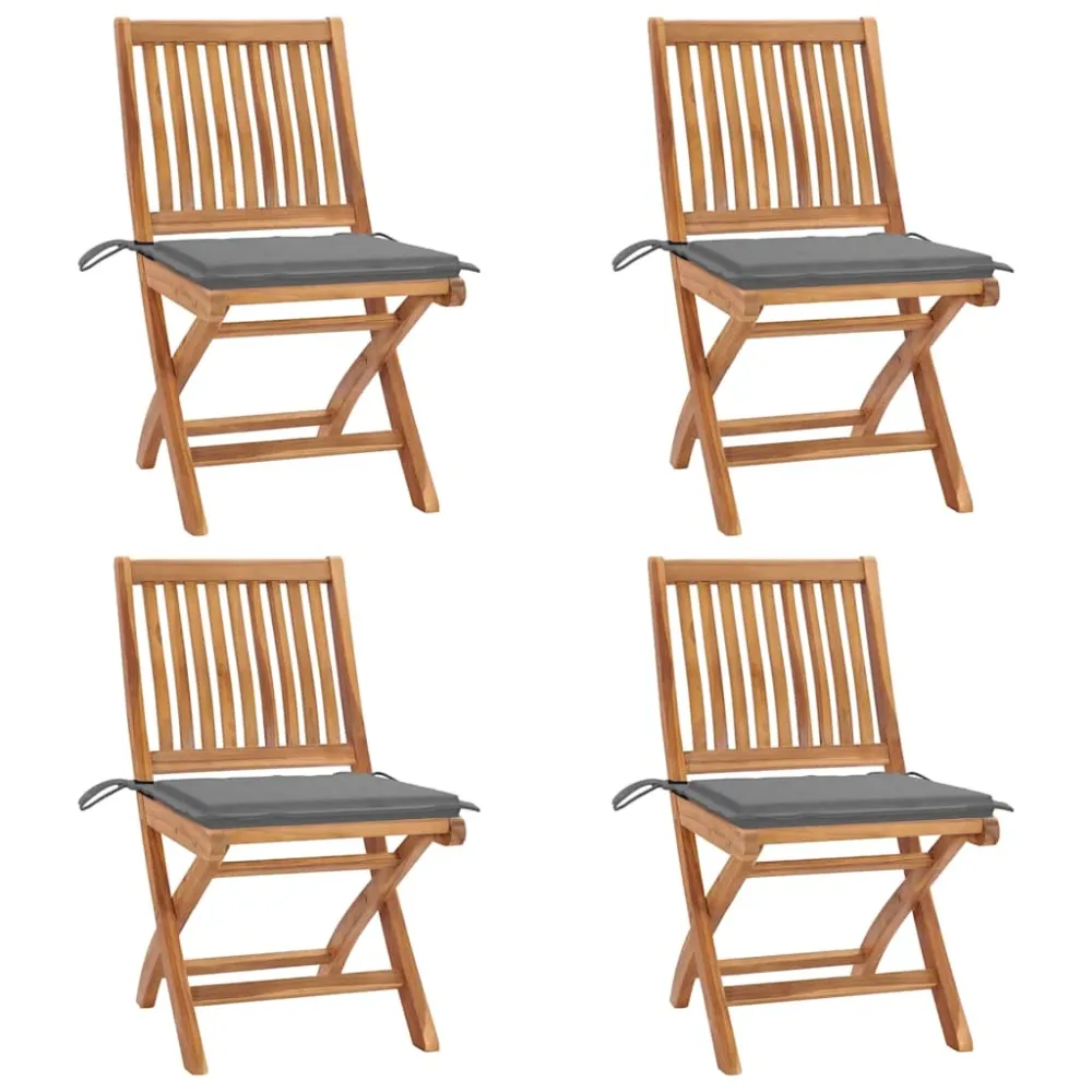 Tuinstoelen 4 st inklapbaar met kussens massief teakhout vidaXL