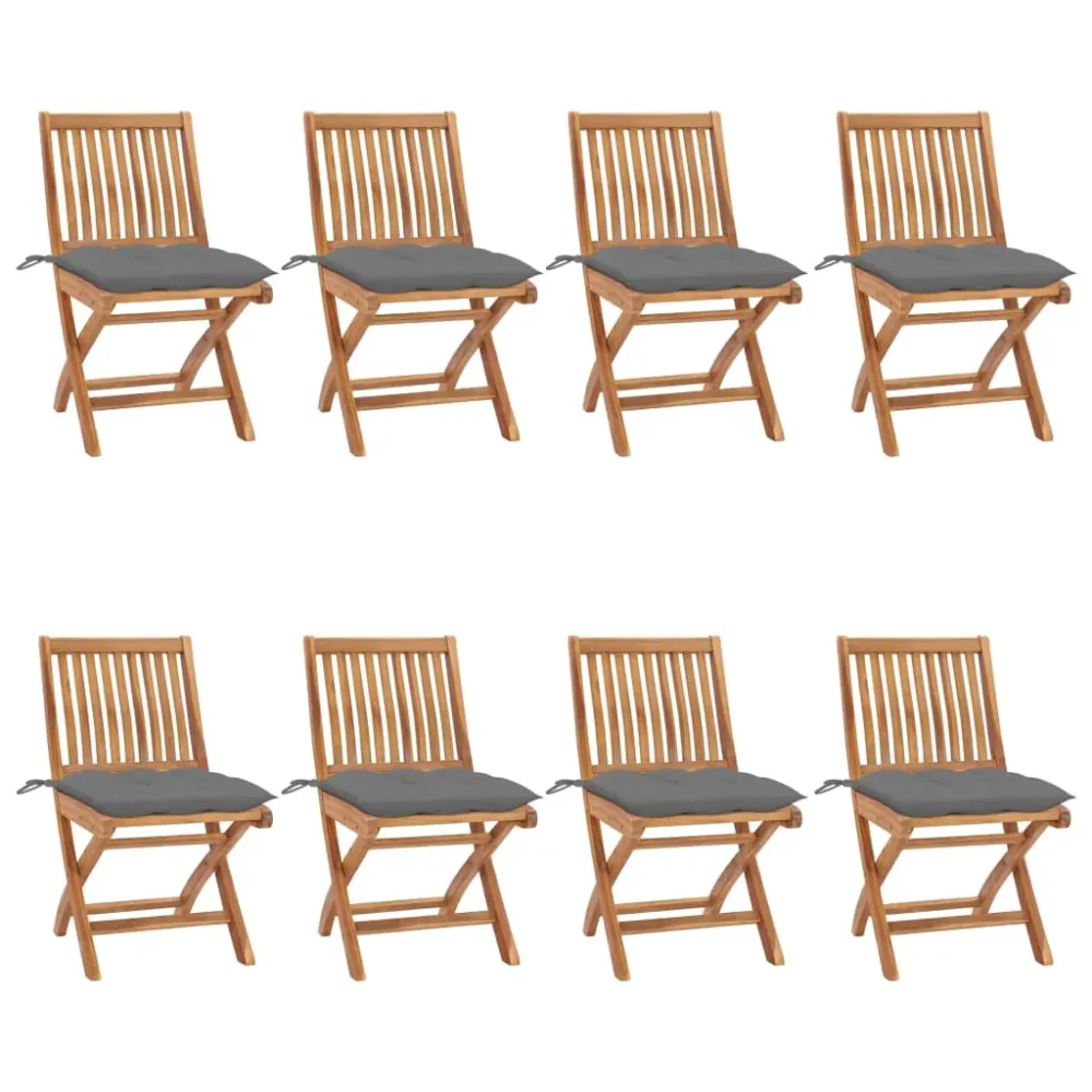 Tuinstoelen 8 st inklapbaar met kussens massief teakhout vidaXL
