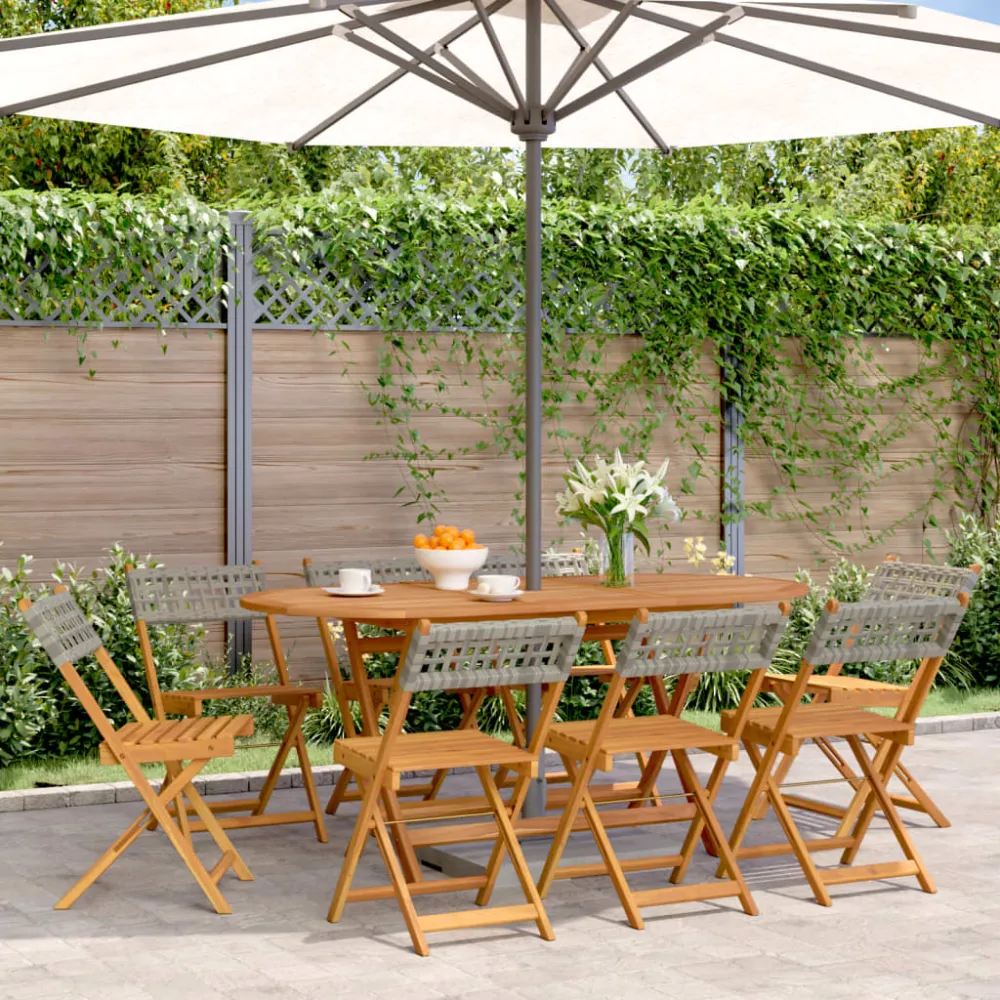 Tuinstoelen 8 st inklapbaar poly rattan en massief hout grijs vidaXL