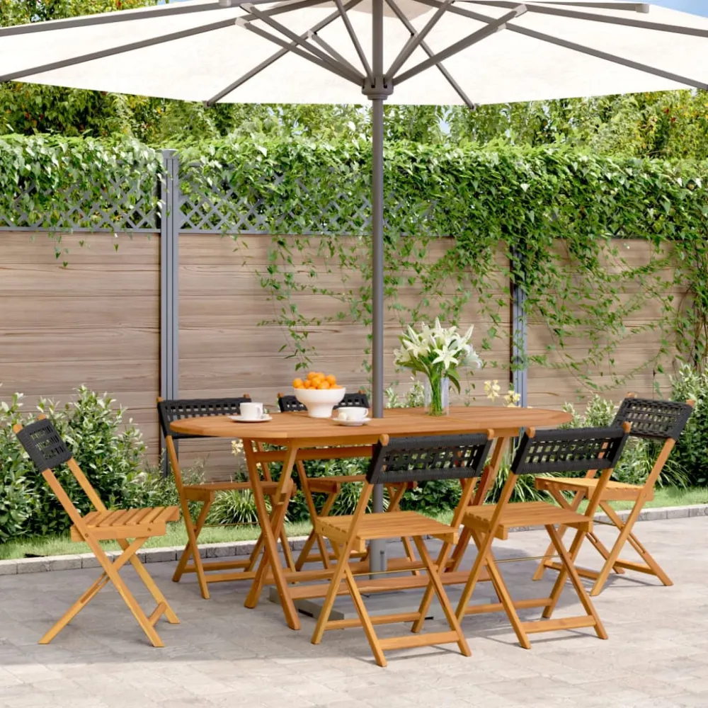 Tuinstoelen 6 st inklapbaar poly rattan en massief hout zwart vidaXL