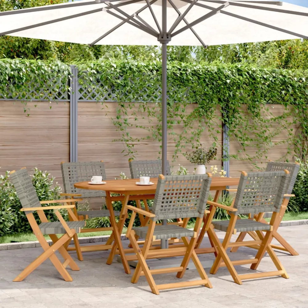 Tuinstoelen 6 st inklapbaar poly rattan en massief hout grijs vidaXL