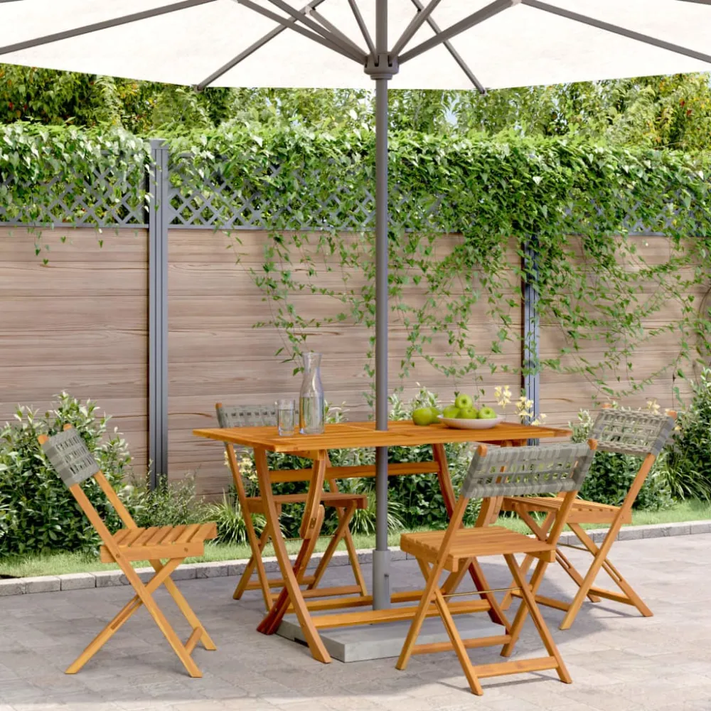 Tuinstoelen 4 st inklapbaar poly rattan en massief hout grijs vidaXL