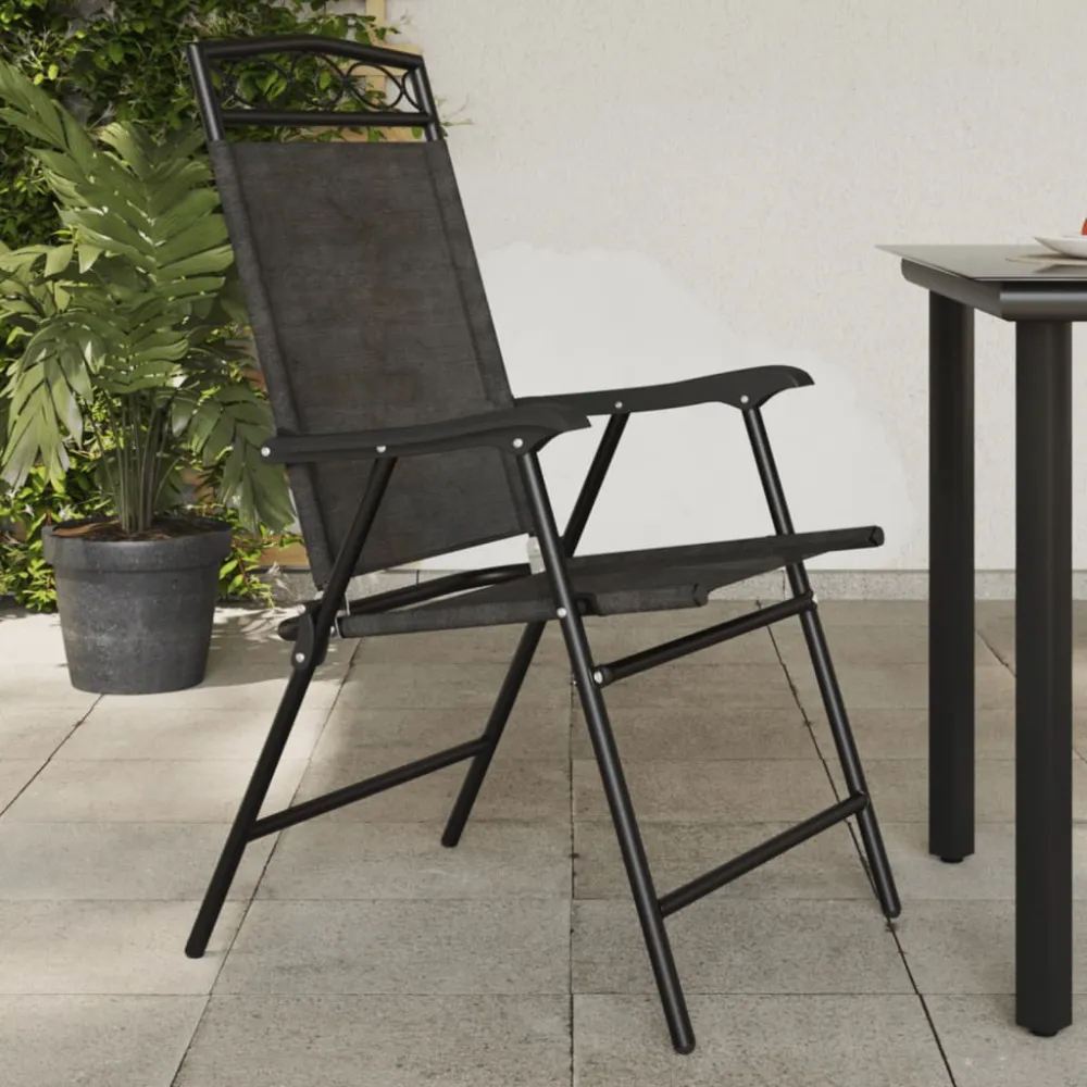 Tuinstoelen 2 st inklapbaar staal en textileen gemêleerd grijs vidaXL