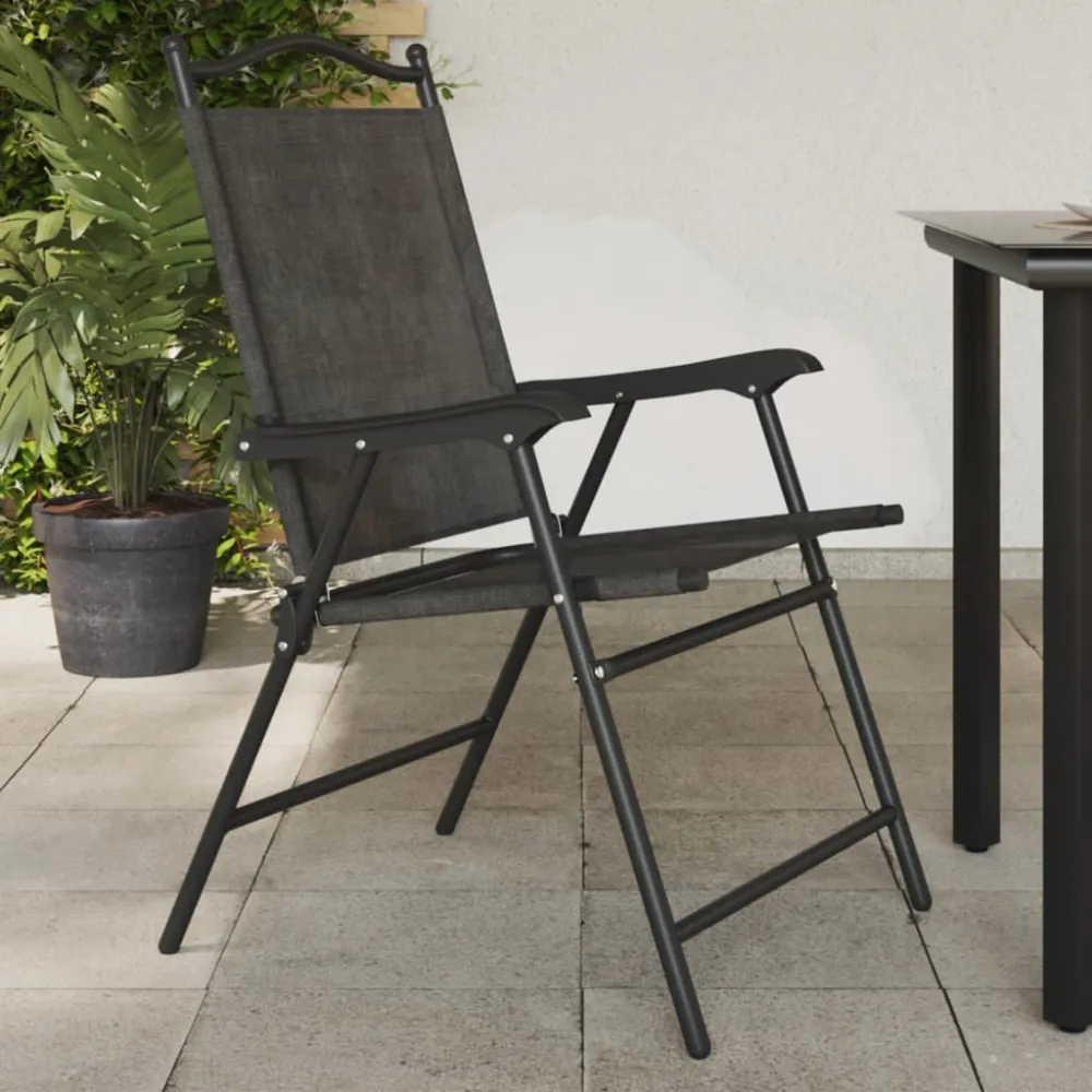 Tuinstoelen 2 st inklapbaar staal en textileen gemêleerd grijs vidaXL