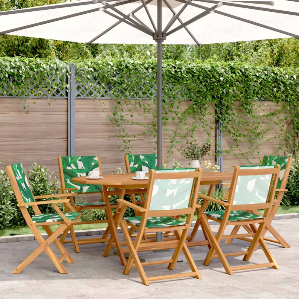 Tuinstoelen 6 st inklapbaar stof en massief hout groen vidaXL