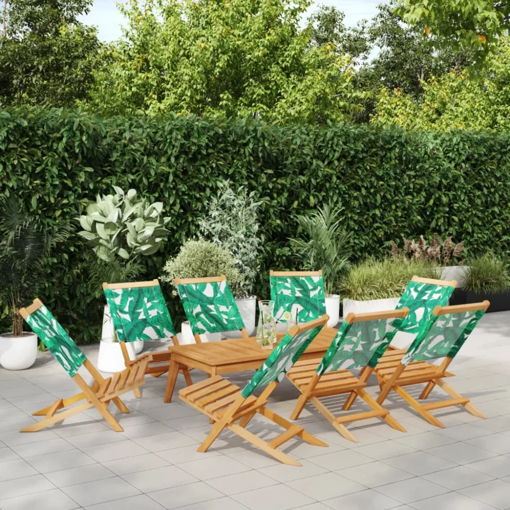 Tuinstoelen 8 st inklapbaar stof en massief hout groen vidaXL