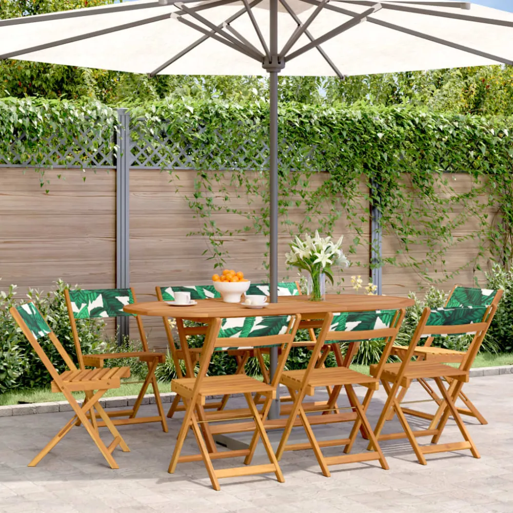 Tuinstoelen 8 st inklapbaar stof en massief hout groen vidaXL