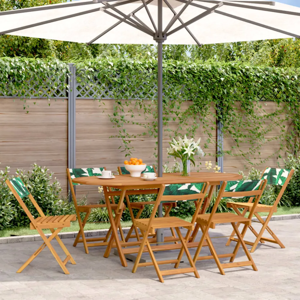 Tuinstoelen 6 st inklapbaar stof en massief hout groen vidaXL