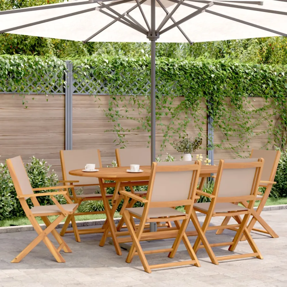 Tuinstoelen 6 st inklapbaar stof en massief hout taupe vidaXL