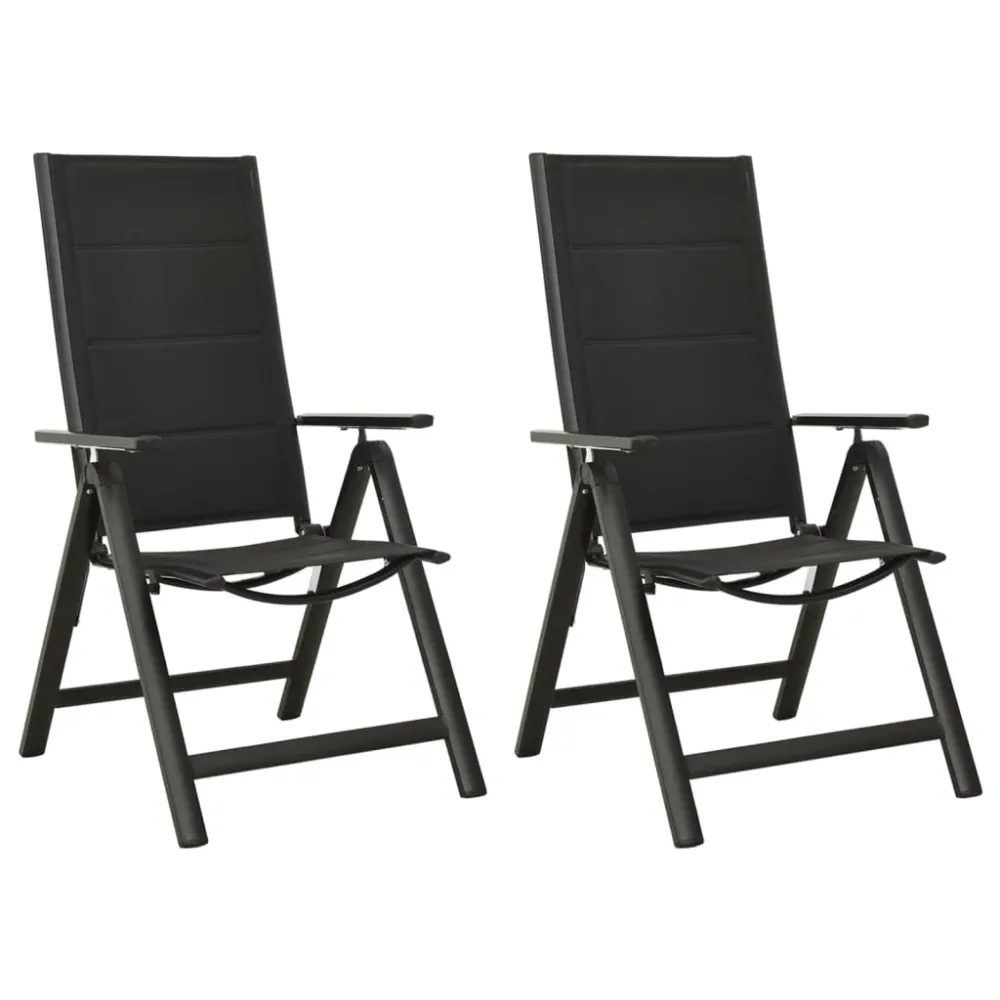 Tuinstoelen 2 st inklapbaar textileen aluminium zwart vidaXL