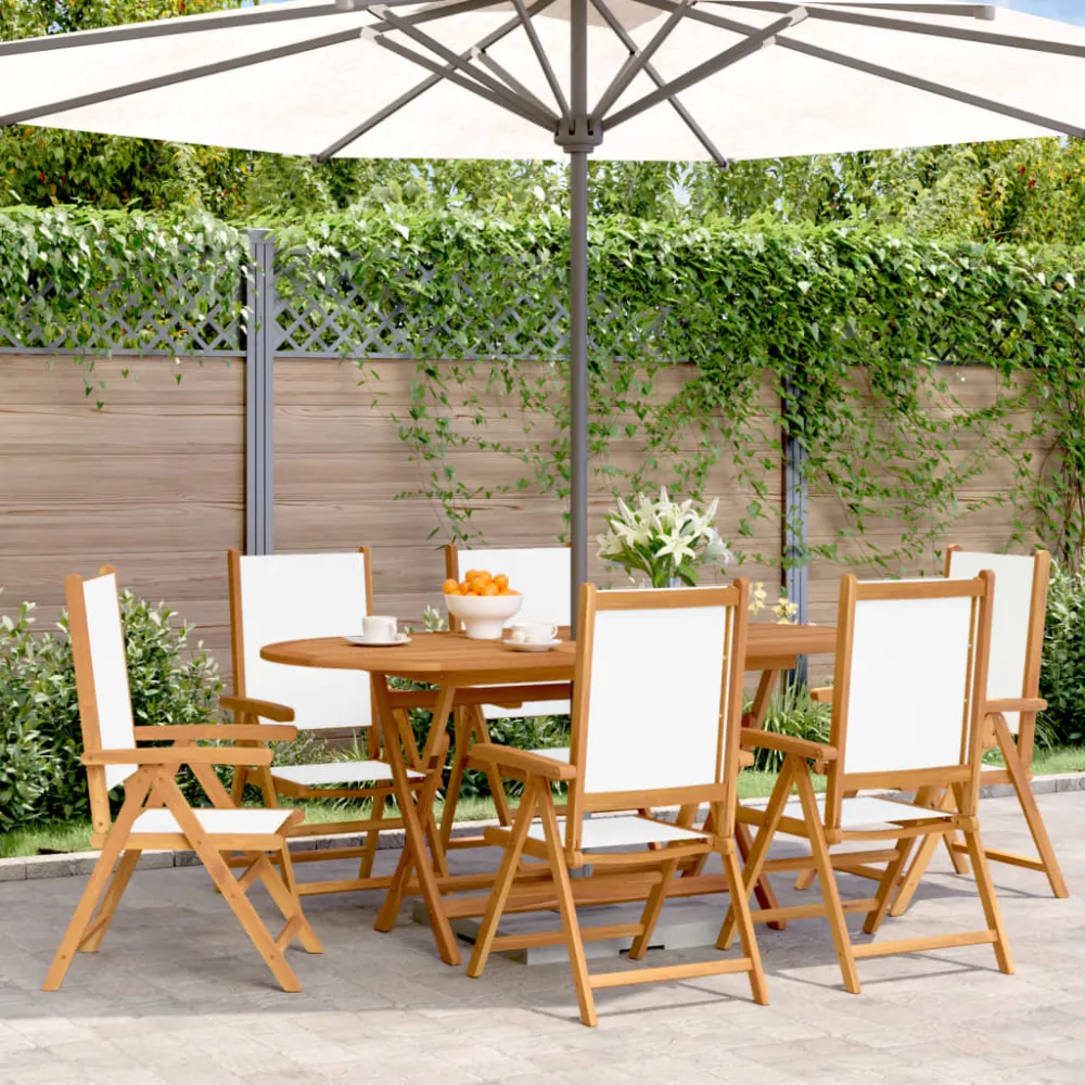 Tuinstoelen 6 st massief hout en stof crèmewit vidaXL