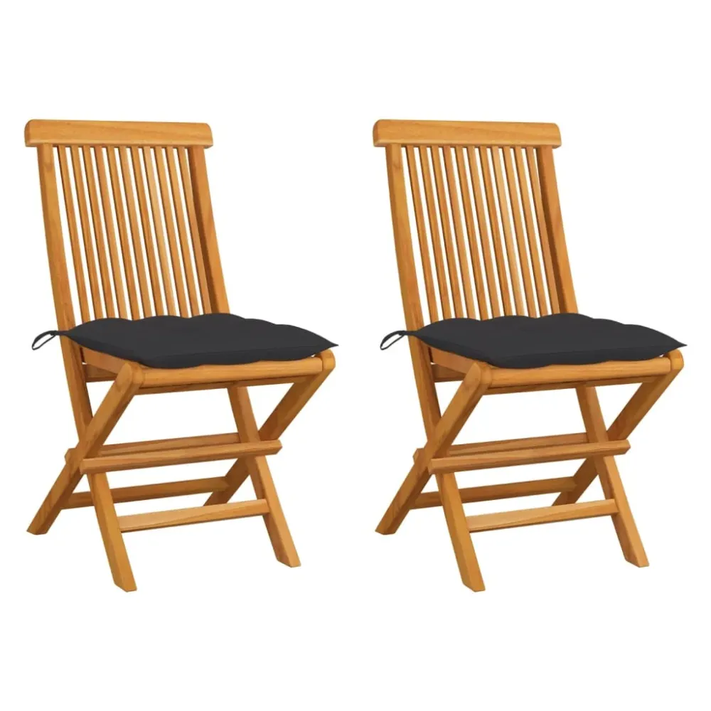 Tuinstoelen 2 st met antracietkleurige kussens massief teakhout vidaXL