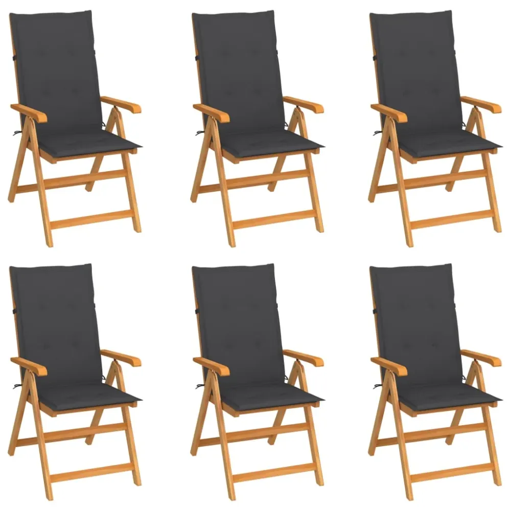 Tuinstoelen 6 st met antracietkleurige kussens massief teakhout vidaXL
