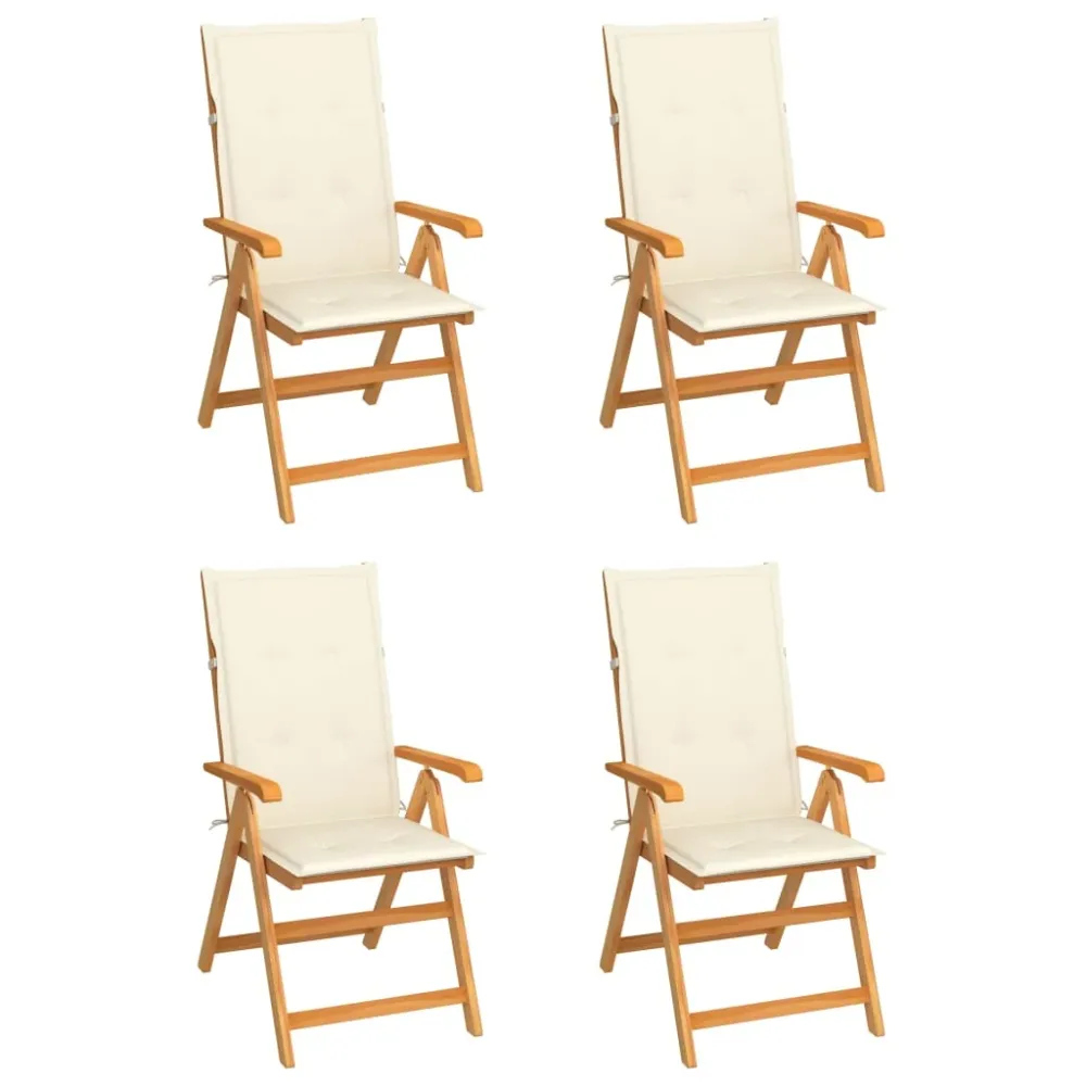 Tuinstoelen 4 st met crèmekleurige kussens massief teakhout vidaXL