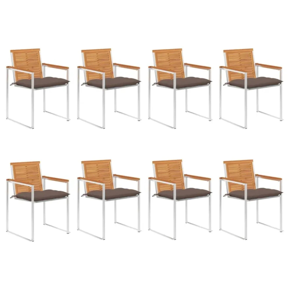 Tuinstoelen 8 st met kussens massief acaciahout vidaXL