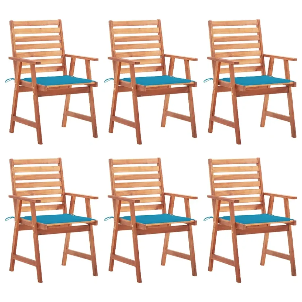 Tuinstoelen 6 st met kussens massief acaciahout vidaXL