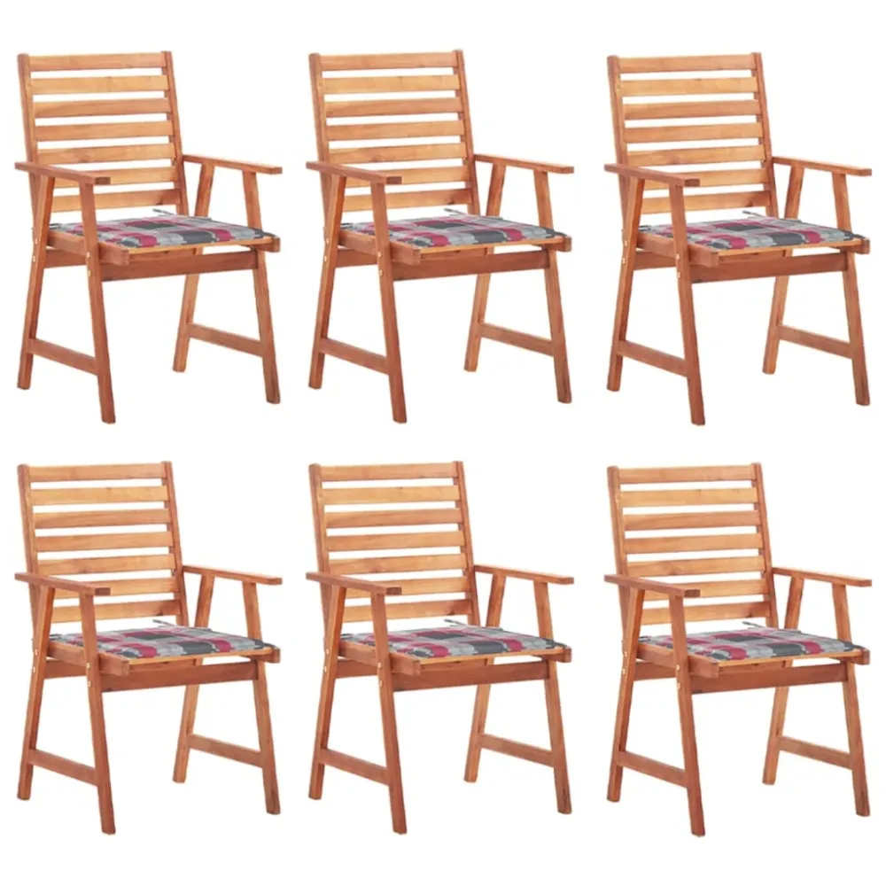Tuinstoelen 6 st met kussens massief acaciahout vidaXL