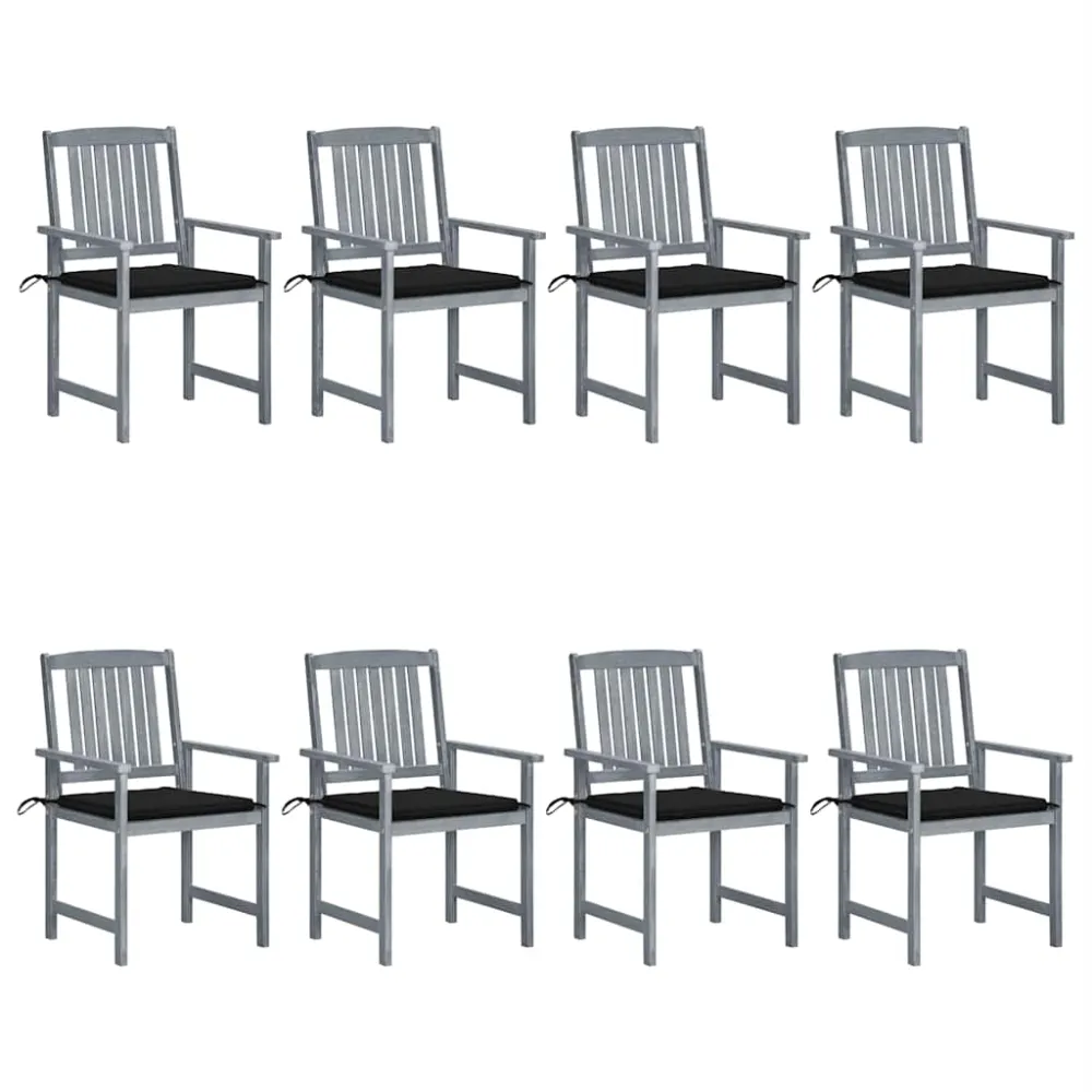 Tuinstoelen 8 st met kussens massief acaciahout grijs vidaXL