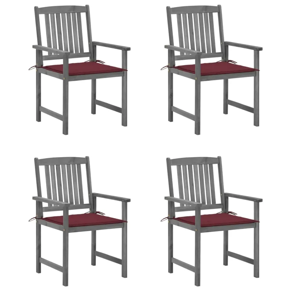 Tuinstoelen 4 st met kussens massief acaciahout grijs vidaXL