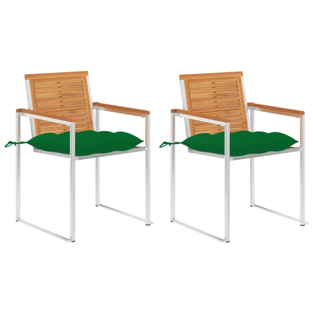Tuinstoelen 2 st met kussens massief acaciahout en staal vidaXL