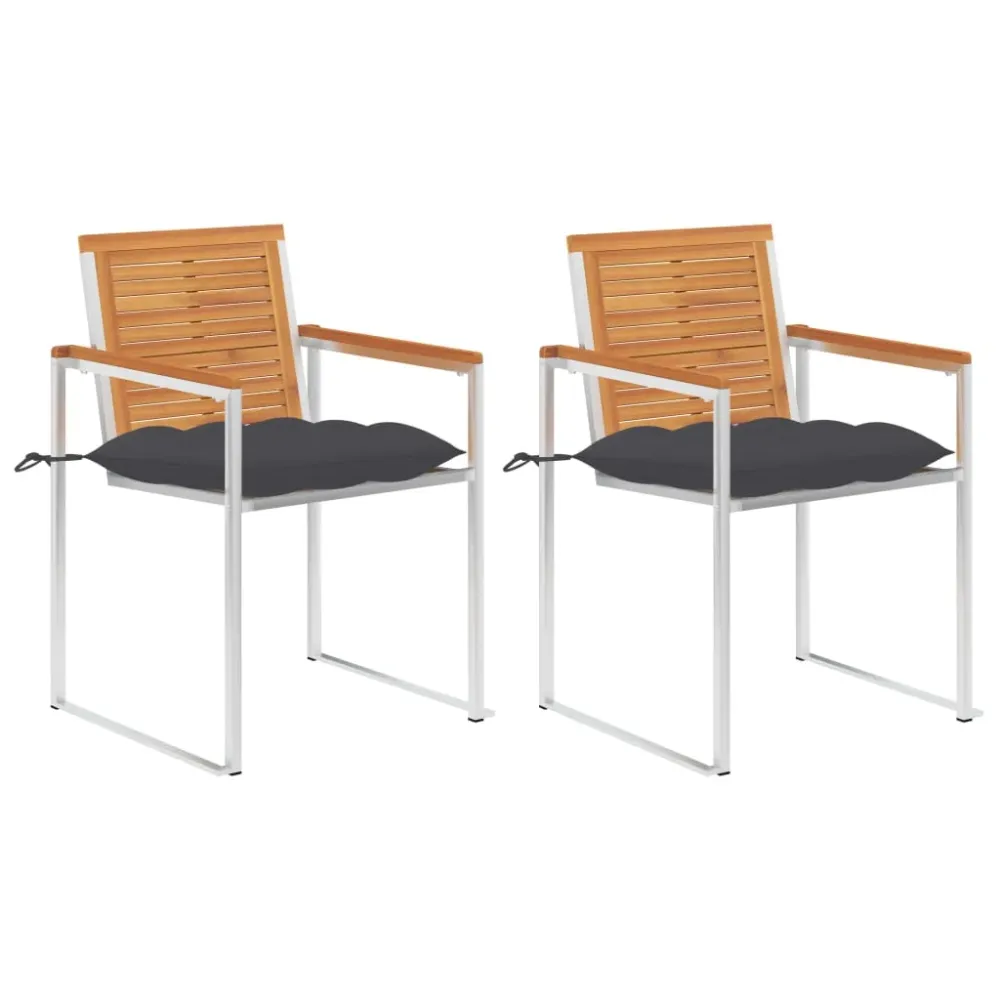 Tuinstoelen 2 st met kussens massief acaciahout en staal vidaXL