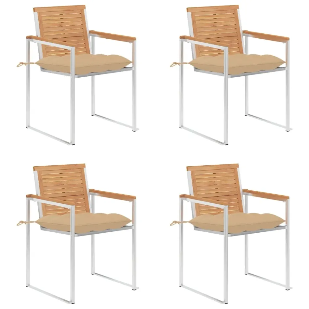 Tuinstoelen 4 st met kussens massief teakhout vidaXL