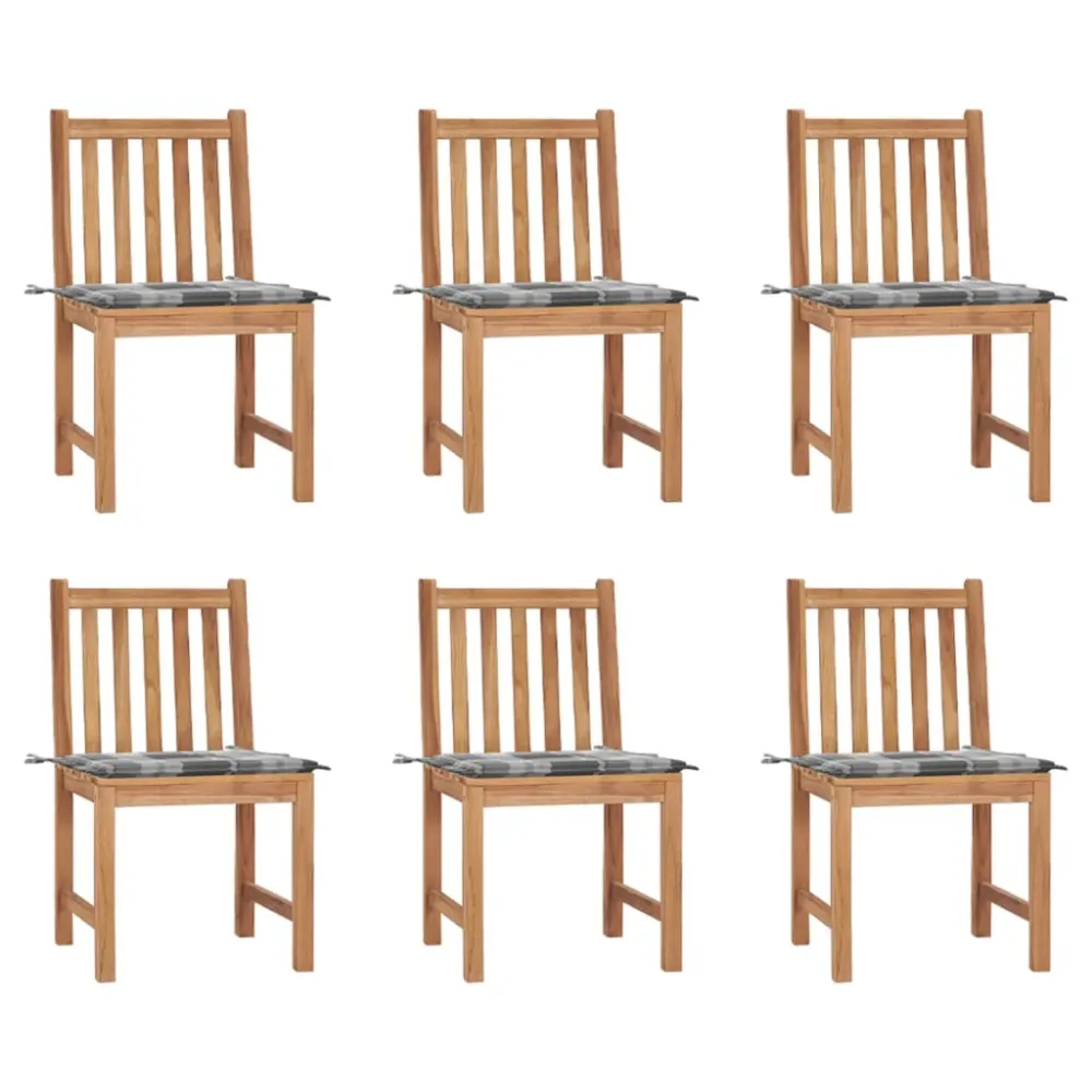 Tuinstoelen 6 st met kussens massief teakhout vidaXL