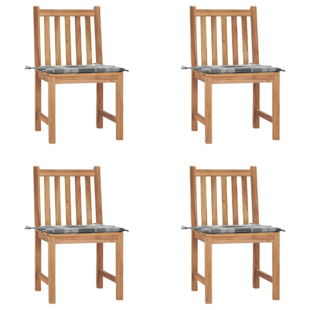 Tuinstoelen 4 st met kussens massief teakhout vidaXL