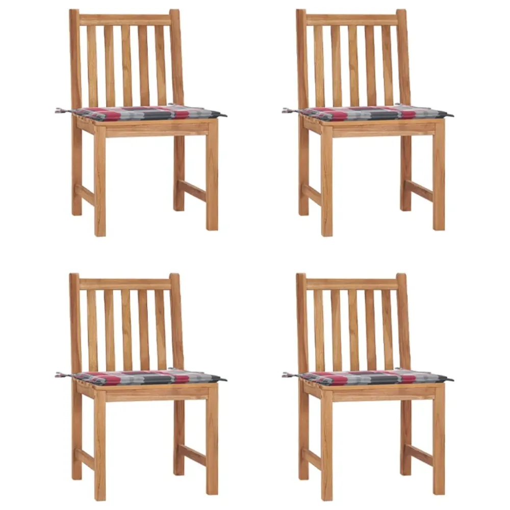 Tuinstoelen 4 st met kussens massief teakhout vidaXL