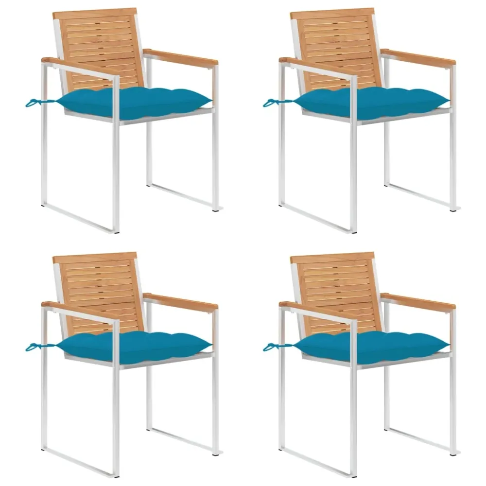 Tuinstoelen 4 st met kussens massief teakhout vidaXL