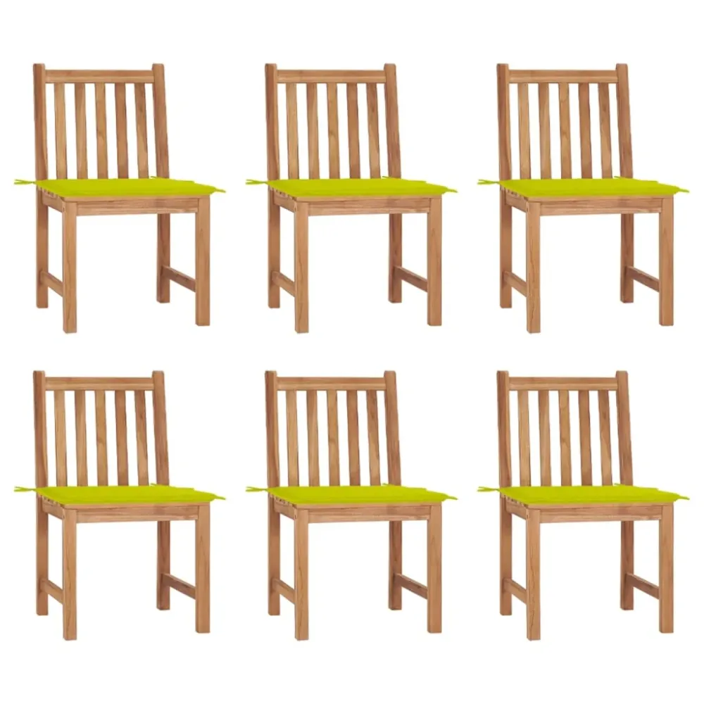 Tuinstoelen 6 st met kussens massief teakhout vidaXL