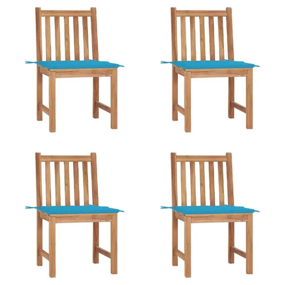 Tuinstoelen 4 st met kussens massief teakhout vidaXL