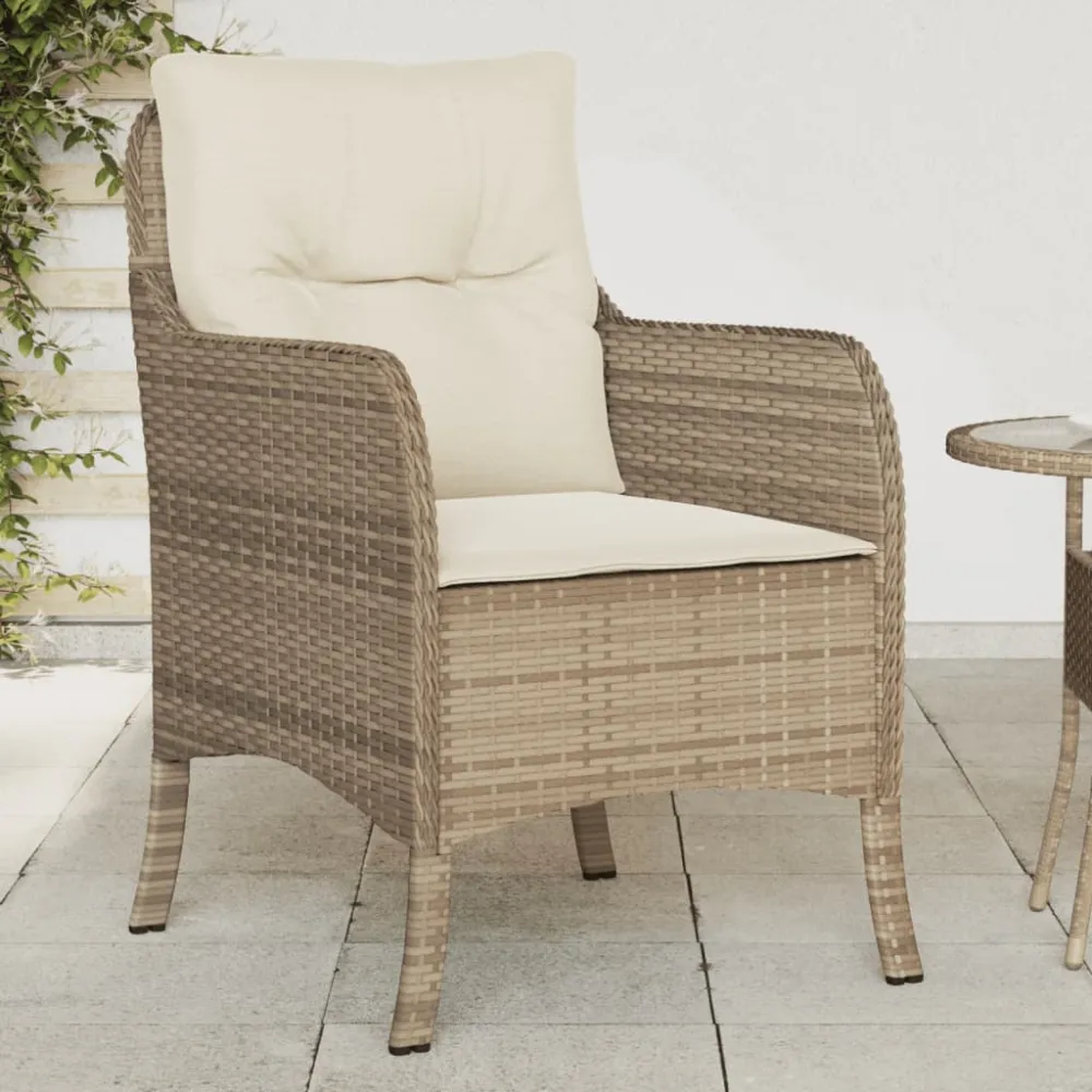 Tuinstoelen 2 st met kussens poly rattan beige vidaXL