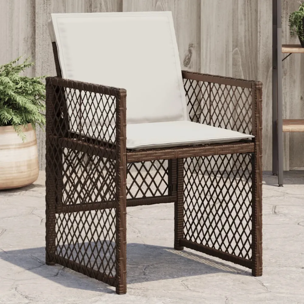 Tuinstoelen 4 st met kussens poly rattan bruin vidaXL
