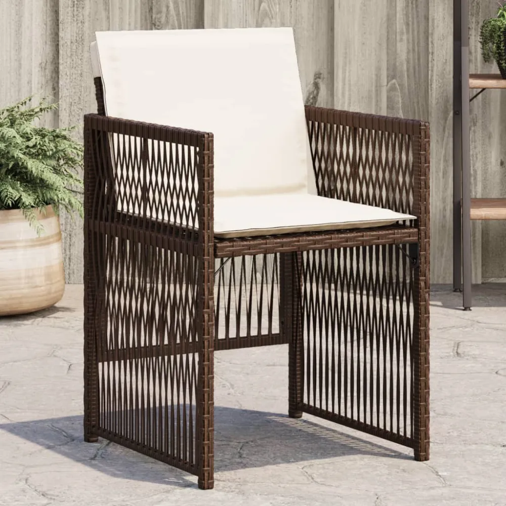 Tuinstoelen 4 st met kussens poly rattan bruin vidaXL
