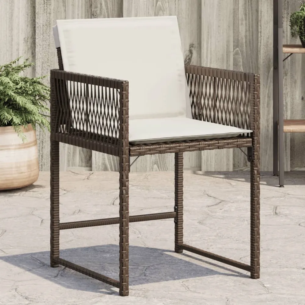 Tuinstoelen 4 st met kussens poly rattan bruin vidaXL