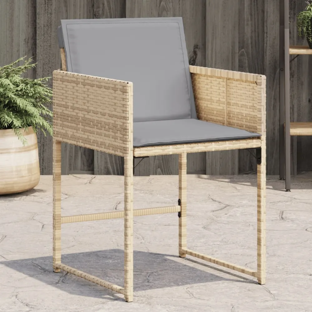 Tuinstoelen 4 st met kussens poly rattan gemengd beige vidaXL