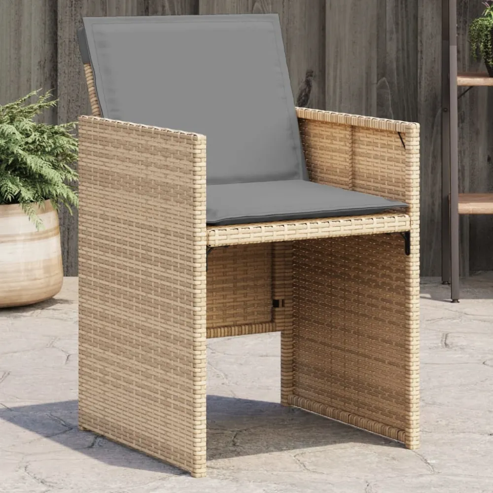 Tuinstoelen 4 st met kussens poly rattan gemengd beige vidaXL