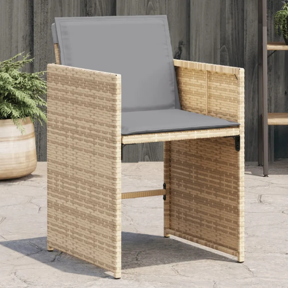 Tuinstoelen 4 st met kussens poly rattan gemengd beige vidaXL
