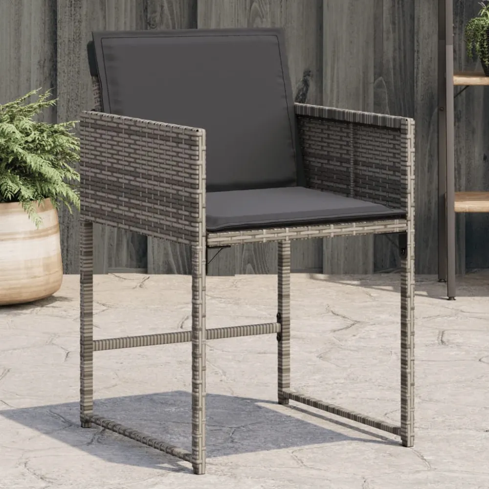 Tuinstoelen 4 st met kussens poly rattan grijs vidaXL