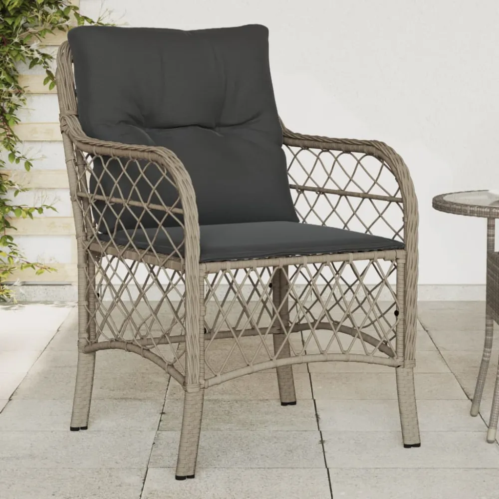 Tuinstoelen 2 st met kussens poly rattan lichtgrijs vidaXL