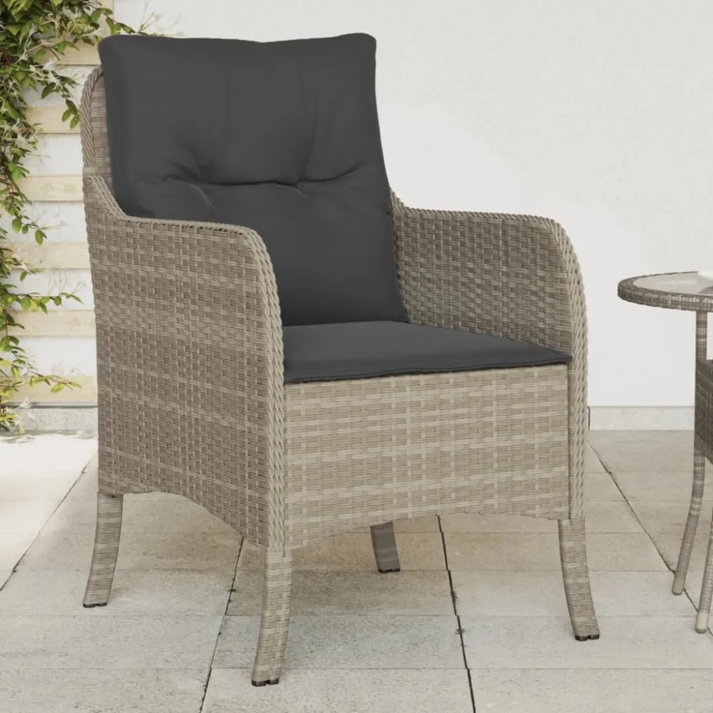 Tuinstoelen 2 st met kussens poly rattan lichtgrijs vidaXL