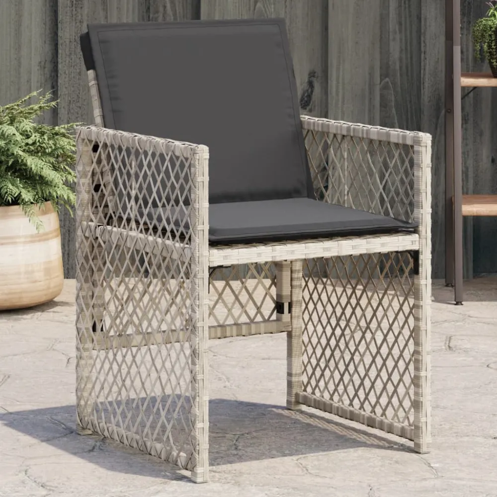 Tuinstoelen 4 st met kussens poly rattan lichtgrijs vidaXL