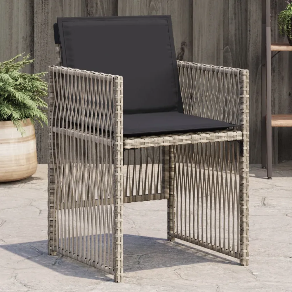Tuinstoelen 4 st met kussens poly rattan lichtgrijs vidaXL