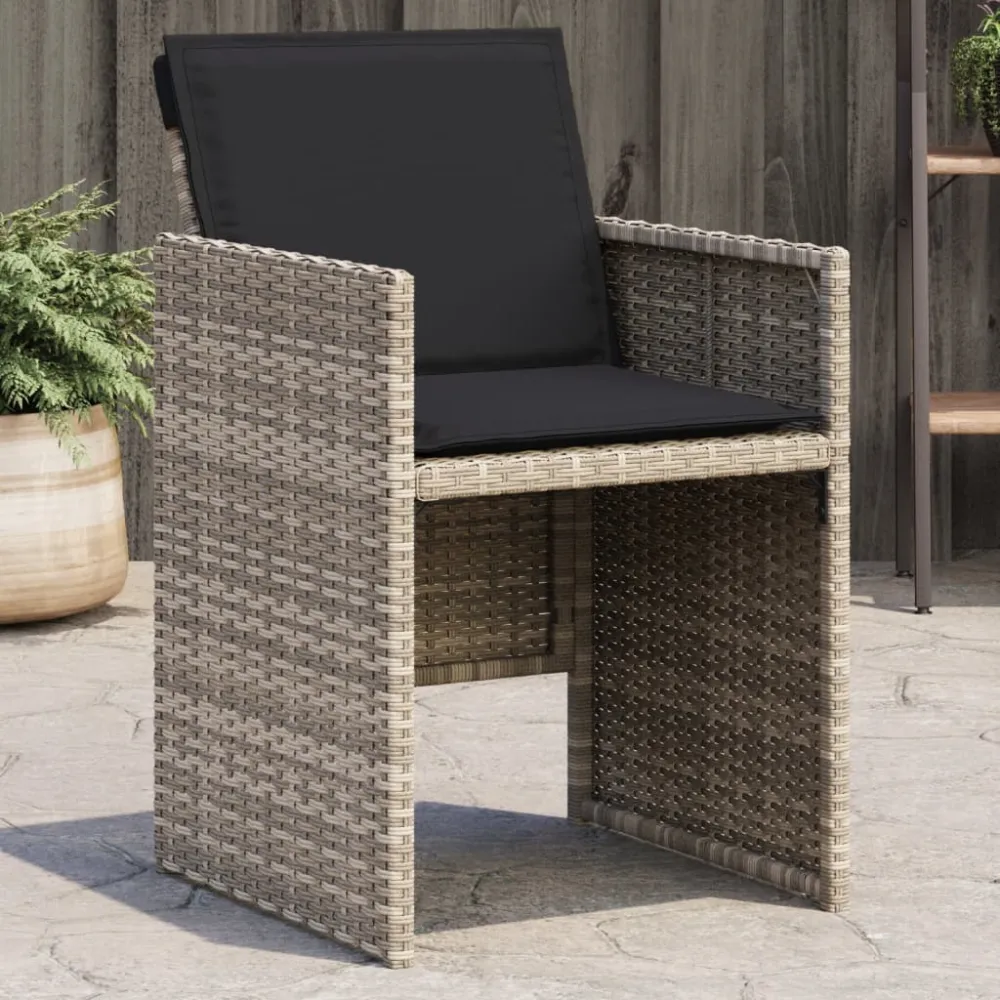 Tuinstoelen 4 st met kussens poly rattan lichtgrijs vidaXL